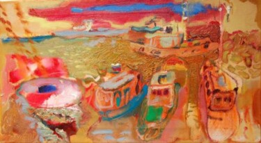 Malerei mit dem Titel "harbour" von Ilgvars Zalans, Original-Kunstwerk