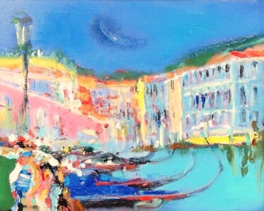 Peinture intitulée "Venice, Rialto area" par Ilgvars Zalans, Œuvre d'art originale, Huile