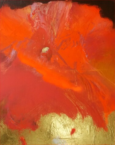 Painting titled "Gold And Red Medium…" by Ilgvars Zalans, Original Artwork, Acrylic