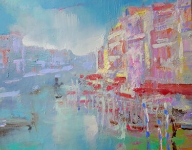 Painting titled "canal" by Ilgvars Zalans, Original Artwork, Oil
