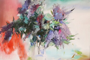 Pintura intitulada "Fleurs de lilas" por Ilgvars Zalans, Obras de arte originais, Óleo