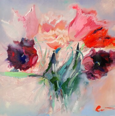 Painting titled "L'esprit des tulips" by Ilgvars Zalans, Original Artwork, Oil