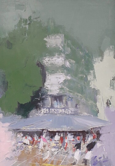 Painting titled "Les Deux Magots" by Ilgvars Zalans, Original Artwork, Oil