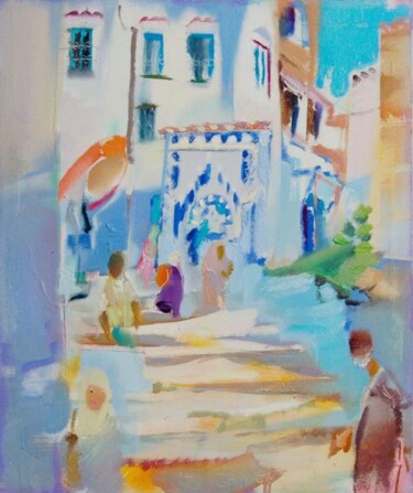 Painting titled "chefchaouen1" by Ilgvars Zalans, Original Artwork, Oil