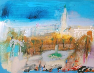 Schilderij getiteld "cityscape. tunisia" door Ilgvars Zalans, Origineel Kunstwerk, Olie