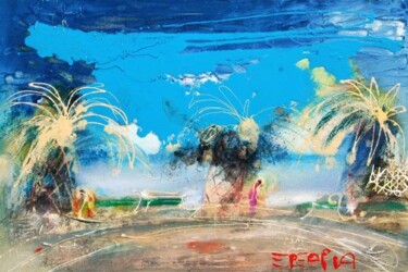 Painting titled "eretria" by Ilgvars Zalans, Original Artwork, Oil Mounted on Wood Stretcher frame