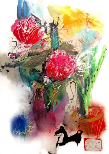 Painting titled "belgium flowers" by Ilgvars Zalans, Original Artwork