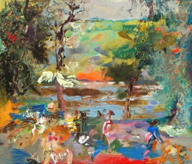 Peinture intitulée "picnic" par Ilgvars Zalans, Œuvre d'art originale, Huile