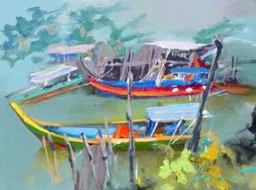 Peinture intitulée "harbour III" par Ilgvars Zalans, Œuvre d'art originale, Huile