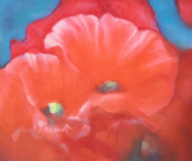 Peinture intitulée "poppies007" par Ilgvars Zalans, Œuvre d'art originale, Huile