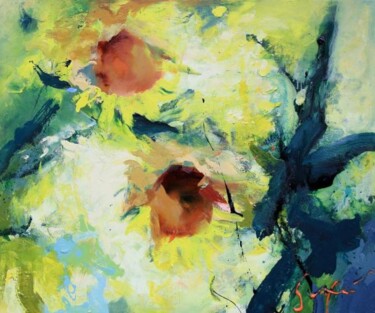 Painting titled "sunflowers006" by Ilgvars Zalans, Original Artwork, Oil