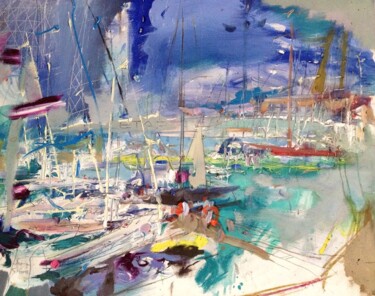 Painting titled "harbour II" by Ilgvars Zalans, Original Artwork, Oil
