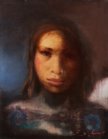 Pintura intitulada "indonesian-girl" por Ilgvars Zalans, Obras de arte originais, Óleo