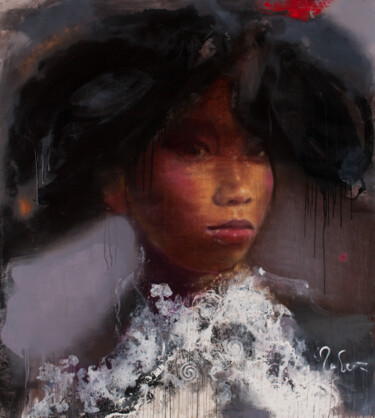 Painting titled "Philippines girl" by Ilgvars Zalans, Original Artwork, Oil