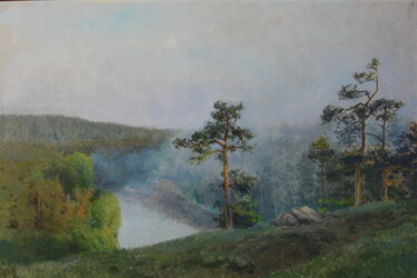 Painting titled "Утро туманное" by Ilia Bogatov, Original Artwork, Oil
