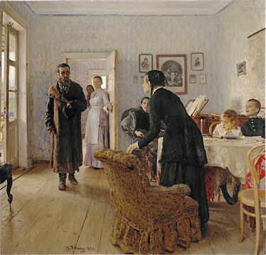 Pintura intitulada "Visiteur inattendu" por Ilia Répine, Obras de arte originais, Óleo