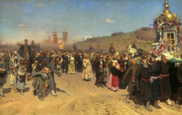 Pittura intitolato "Procession religieu…" da Ilia Répine, Opera d'arte originale, Olio