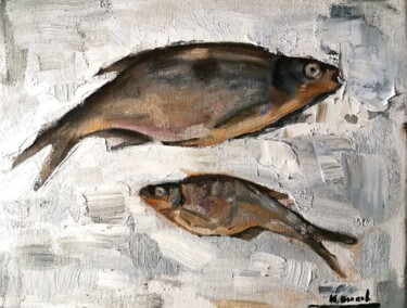 Картина под названием "Рыбы" - Илья Волков, Подлинное произведение искусства, Масло