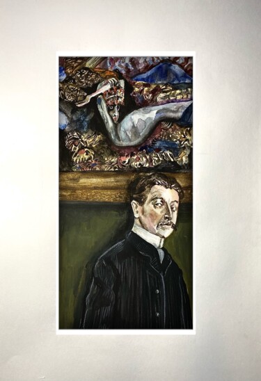 Картина под названием "Врубель поверженный" - Илья Волков, Подлинное произведение искусства, Акварель