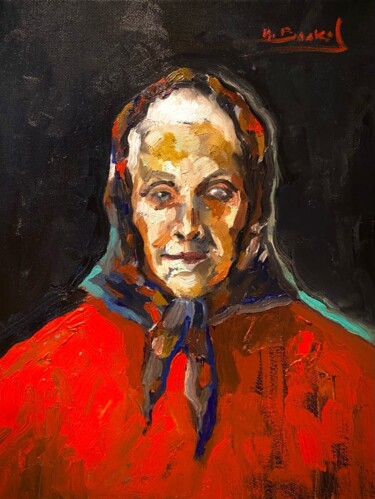 Peinture intitulée "the old woman" par Ilia Volkov, Œuvre d'art originale, Huile
