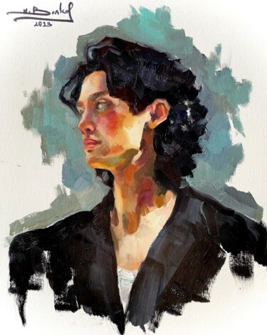 Картина под названием "portrait of a young…" - Илья Волков, Подлинное произведение искусства, Масло