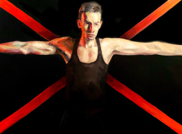 Pittura intitolato "red ribbons" da Ilia Volkov, Opera d'arte originale, Olio