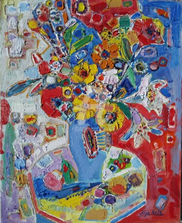 Painting titled "vaso con i fiori" by Ilija Rota, Original Artwork