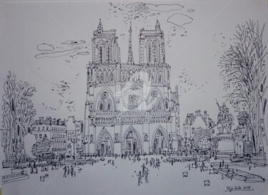 Peinture intitulée "Notredam - Paris" par Ilija Rota, Œuvre d'art originale