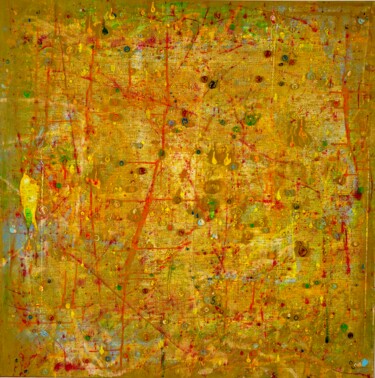 Malerei mit dem Titel "Goldene Sonne 26" von Ilir Osmani (Art Brovina), Original-Kunstwerk, Acryl