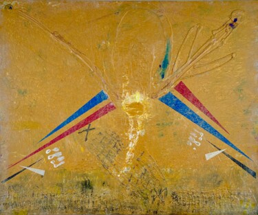 Schilderij getiteld "Goldene Sonne 32" door Ilir Osmani (Art Brovina), Origineel Kunstwerk, Acryl