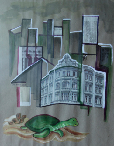 Painting titled "tartaruga-marinha" by Ilka Passos, Original Artwork, Acrylic