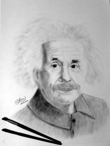 Drawing titled "Drawing of Albert E…" by Ilker Cangür, Original Artwork, Airbrush