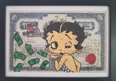 Painting titled "Betty Boop" by Illegalartbusiness, Original Artwork, Acrylic Mounted on Wood Panel