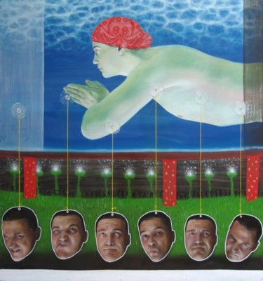 Painting titled "Aquarium" by Balazs Illes, Original Artwork