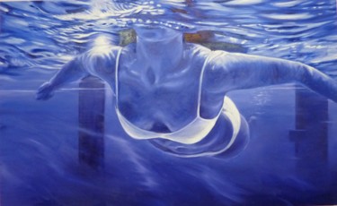 Painting titled "Immersion" by Peter Illig, Original Artwork, Oil Mounted on Wood Stretcher frame
