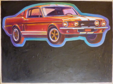 Painting titled "Mustang" by Peter Illig, Original Artwork, Oil Mounted on Wood Stretcher frame