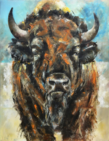 "Buffalo King" başlıklı Tablo Ilya Nimo tarafından, Orijinal sanat, Petrol