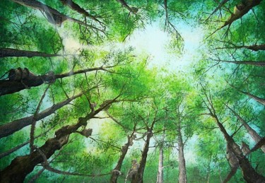 Painting titled "Magic Forest" by Konstantin Listratov, Original Artwork, Oil