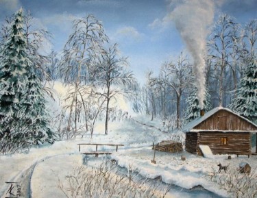 Painting titled "Frost" by Konstantin Listratov, Original Artwork, Oil