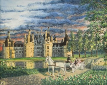 Painting titled "Château de Chambord" by Konstantin Listratov, Original Artwork, Oil
