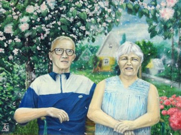 Painting titled "Grandparents" by Konstantin Listratov, Original Artwork, Oil