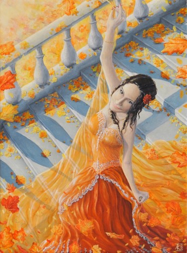 Schilderij getiteld "Autumn Waltz" door Konstantin Listratov, Origineel Kunstwerk, Olie