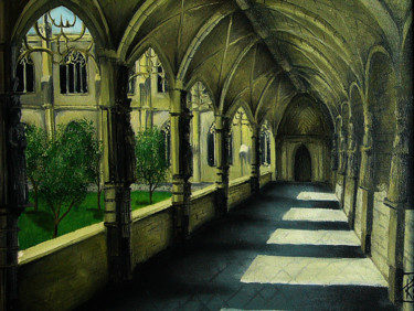 Schilderij getiteld "Abbey in Spain" door Konstantin Listratov, Origineel Kunstwerk