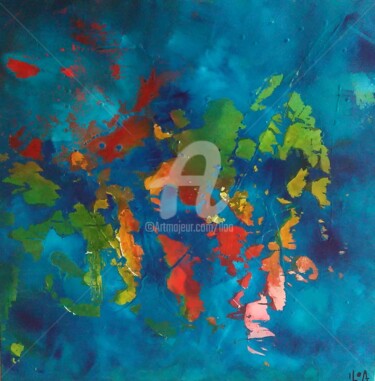 Schilderij getiteld "Couleurs de Vie" door Iloa, Origineel Kunstwerk, Acryl Gemonteerd op Frame voor houten brancard