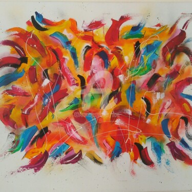 Painting titled "Plumes" by Iloa, Original Artwork, Acrylic