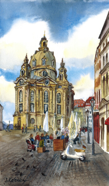 Painting titled "Dresden Germany Cit…" by Ilona Kalenich, Original Artwork, Watercolor