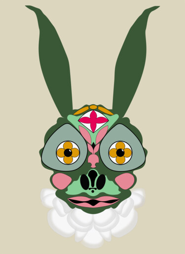 Digitale Kunst mit dem Titel "Green hare" von Ilona Matushkova, Original-Kunstwerk, 2D digitale Arbeit