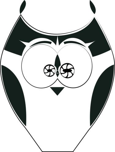 Digitale Kunst mit dem Titel "Black and white owl" von Ilona Matushkova, Original-Kunstwerk, 2D digitale Arbeit