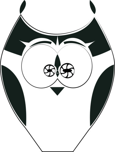 Digital Arts με τίτλο "Black and white owl" από Ilona Matushkova, Αυθεντικά έργα τέχνης, 2D ψηφιακή εργασία