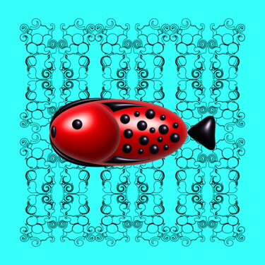 Arte digitale intitolato "Red black fish" da Ilona Matushkova, Opera d'arte originale, Pittura digitale